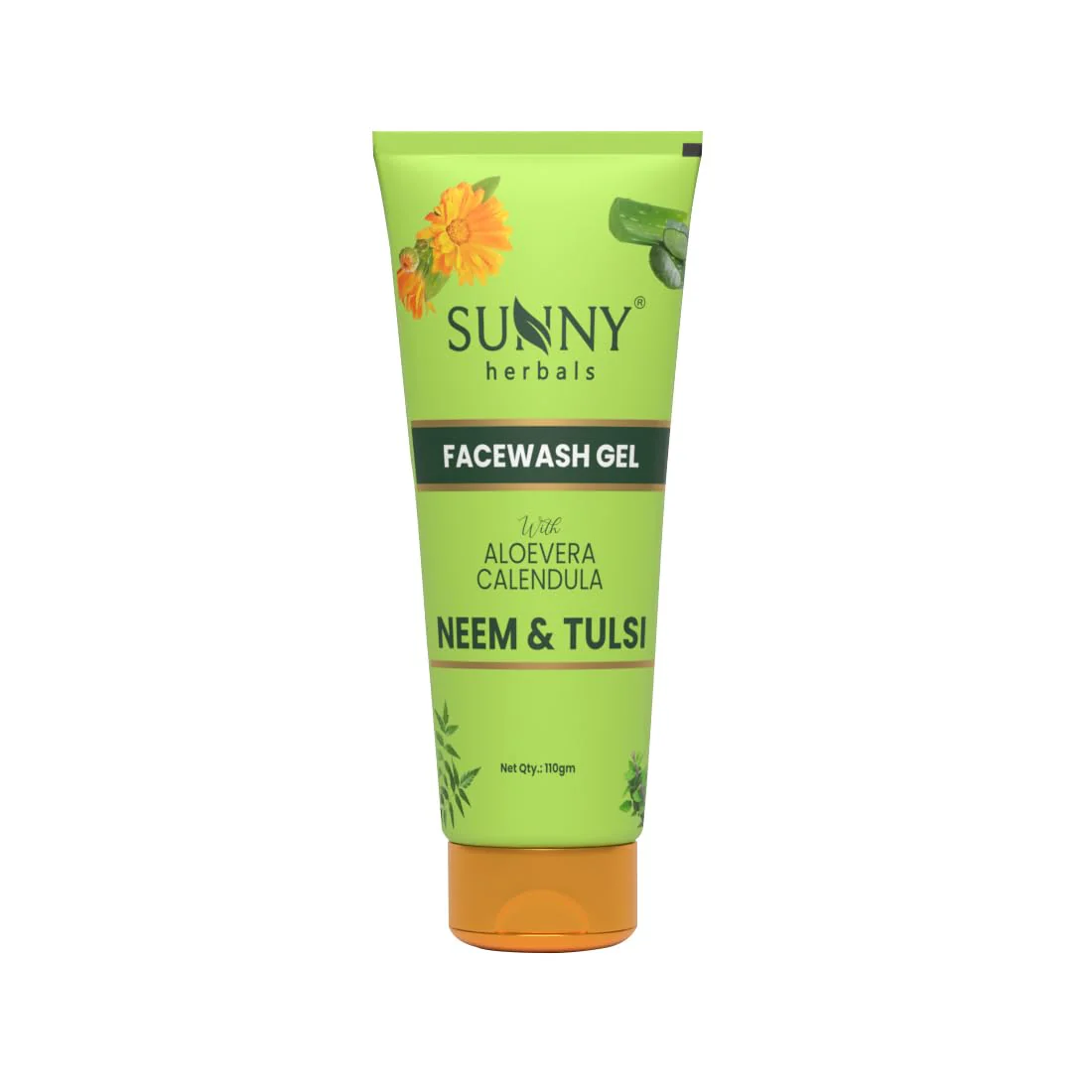 Sunny Herbals Face Wash Gel Enriched With Aloevera, Neem & Tulsi | For Cleansing, Preventing Pimples & Removing Extra Oil | Moisturizes & Gives Healthy, Fresh & Supple Skin | For All Skin Type, 110ml